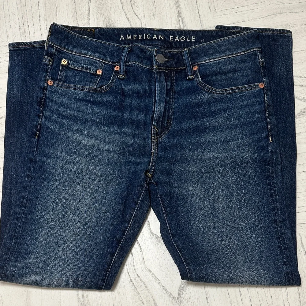 American Eagle Outfitters Men's Dark Blue Skinny Jeans - Picture 3 of 6